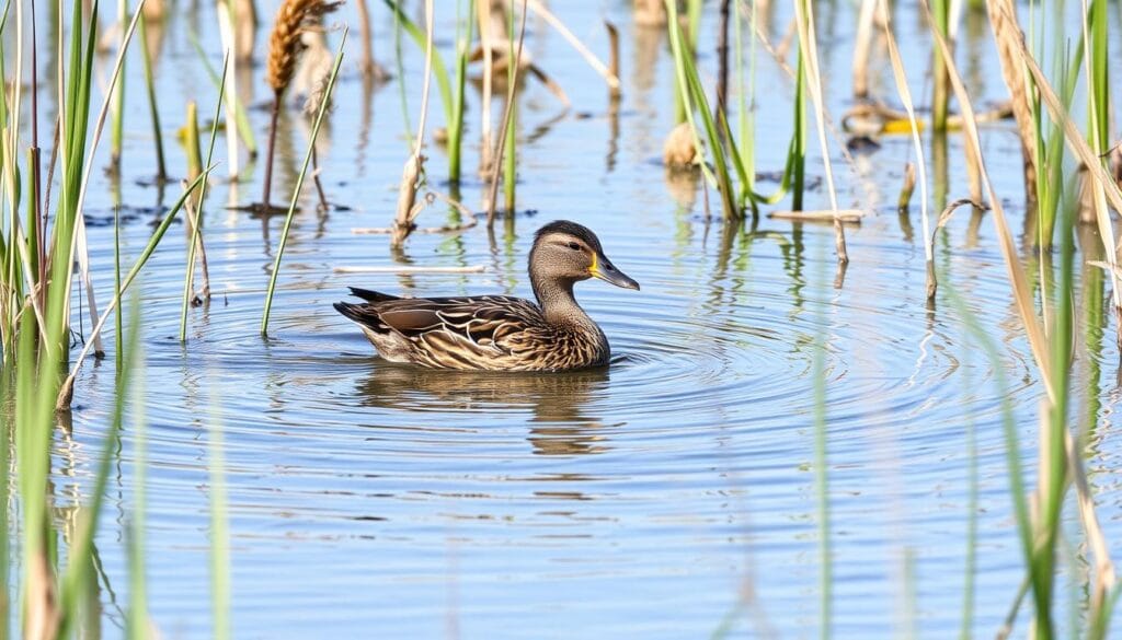 Mottled duck in marsh habitat